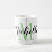 Afdruk aangepast monogram wit hout koffiemok (Center)