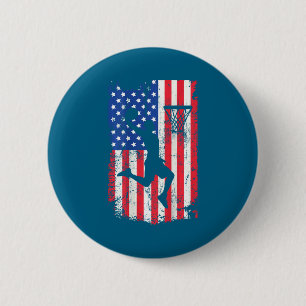 Afdruk achter basketbal usa amerikaanse vlag 4 jul ronde button 5,7 cm