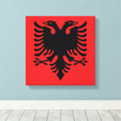 Afdruk Albanese vlag Canvas Afdruk (Insitu (Houten vloer))