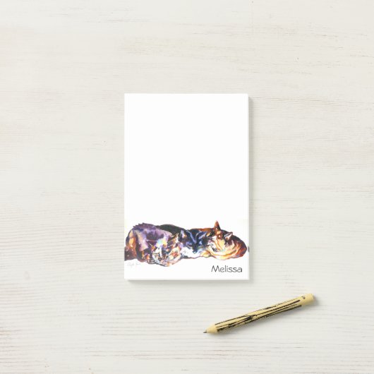 Afdruk "Cat Napping Trio" Post-it® Notes (Op bureau)