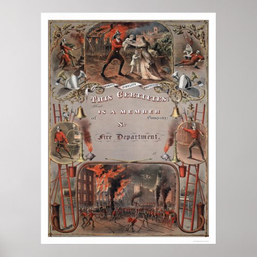 Afdruk certificaat brandbestrijding poster (Voorkant)