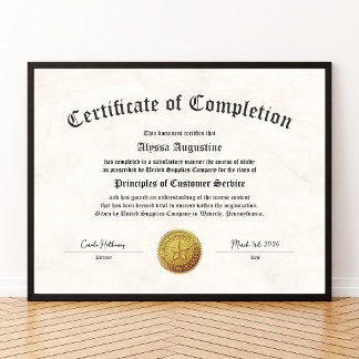 Afdruk certificaat van voltooiing poster