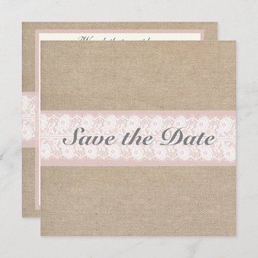  afdruk en kant roze opslaan Datum Save The Date (Voorkant / Achterkant)