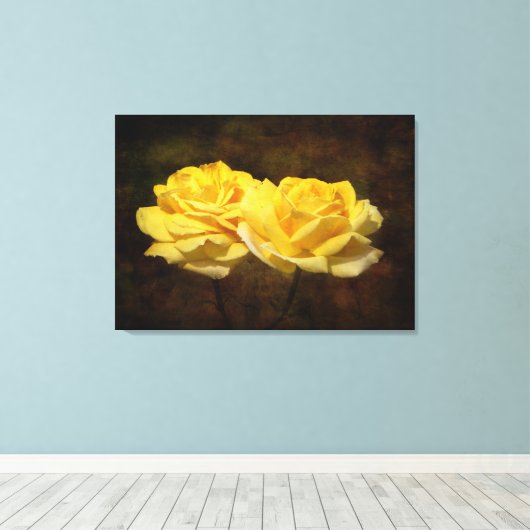 Afdruk getextureerd gele rozenstaartroep canvas afdruk (Insitu (Houten vloer))