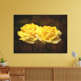 Afdruk getextureerd gele rozenstaartroep canvas afdruk