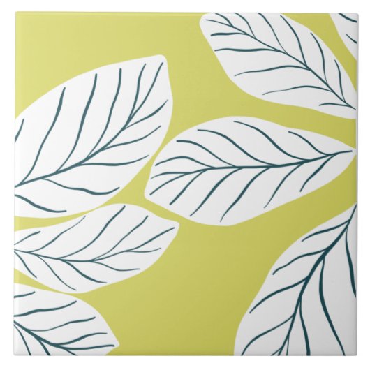 Afdruk groene bladeren tegeltje (Voorkant)