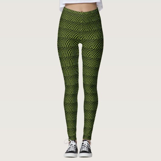 Afdruk groene en zwarte zebra leggings (Voorkant)