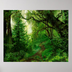 Afdruk groene zomerbossen met Nepele Poster