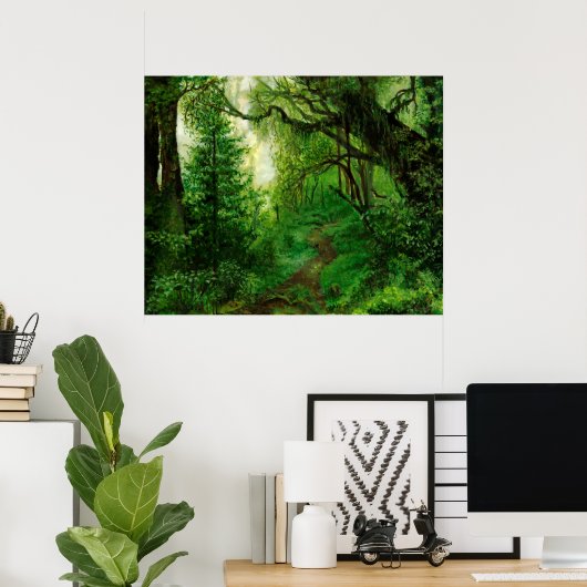 Afdruk groene zomerbossen met Nepele Poster (Thuiskantoor)