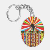 Afdruk Kente Cloth Tribal Pattern Ankara Sleutelhanger (Voorkant Links)