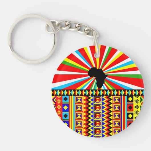 Afdruk Kente Cloth Tribal Pattern Ankara Sleutelhanger (Voorkant)