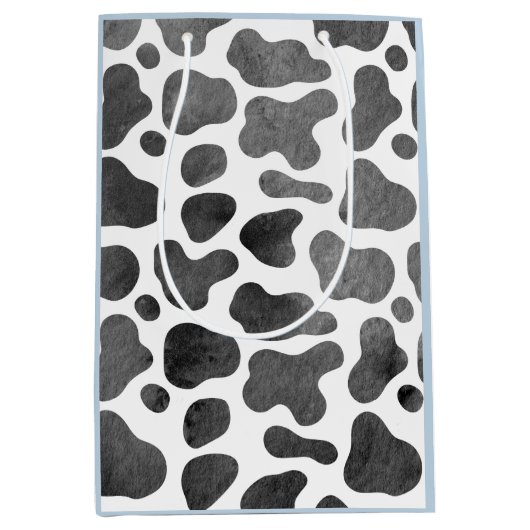 Afdruk Koe waterverf Blauw Medium Cadeauzakje (Voorkant)