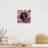 Afdruk 'Love' zwart en tan cavalier poster (Keuken)