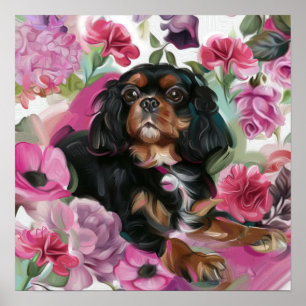 Afdruk 'Love' zwart en tan cavalier poster