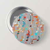 Afdruk muzieknoten - middelgrijs, meerdere ronde button 7,6 cm (Voorkant /achterkant)