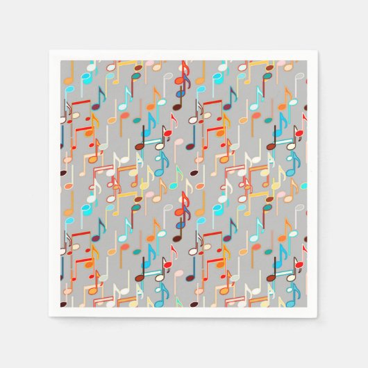 Afdruk muzieknoten - middelgrijs, meerdere servetten (Voorkant)