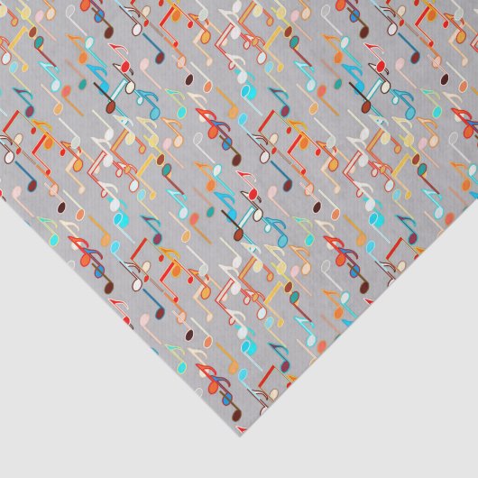 Afdruk muzieknoten - middelgrijs, meerdere tissuepapier (Detail)