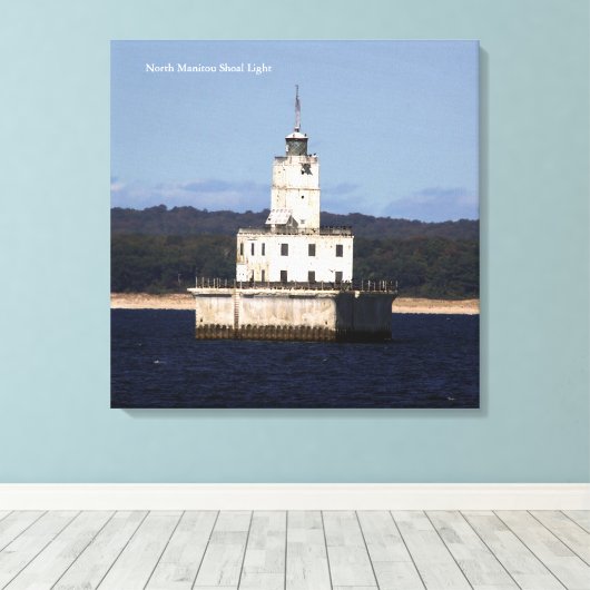 Afdruk Noord-Manitou Shoal Light-canvas Canvas Afdruk (Insitu (Houten vloer))