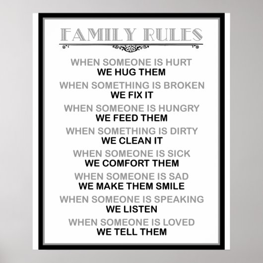 Afdruk of poster van gezinsregels (Voorkant)