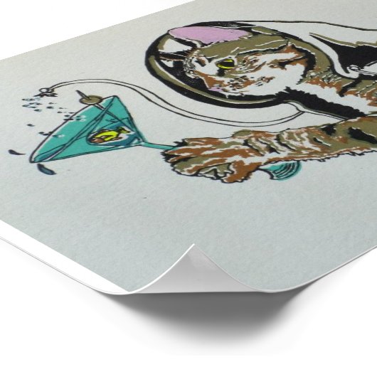 Afdruk "Oscar in Kattenkop" Poster (Hoek)