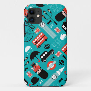 Afdruk reispictogram retro illustratie Londen iPhone 11 Hoesje