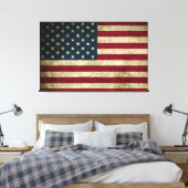 Afdruk Rustic American 50 Star-vlag Canvas Afdruk (Insitu (Slaapkamer))