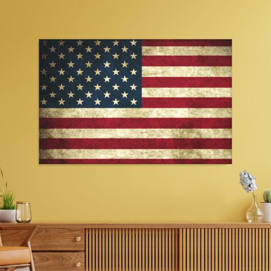 Afdruk Rustic American 50 Star-vlag Canvas Afdruk (Insitu (Woonkamer))