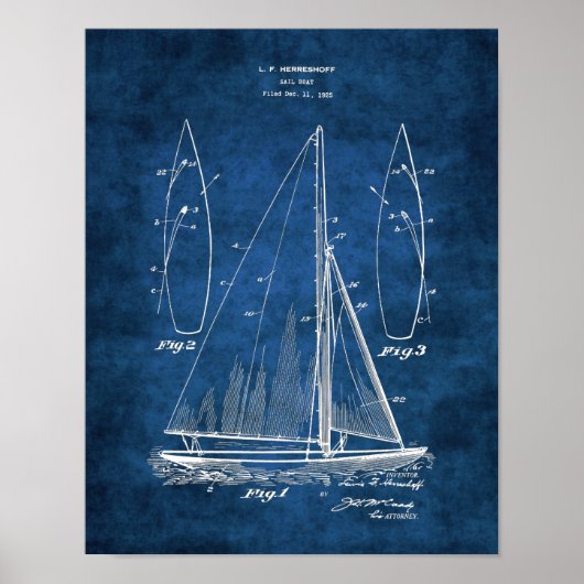 Afdruk Sailboat Decor #1 Sailing Gift Poster (Voorkant)