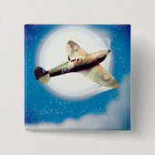 Afdruk spitfire-vliegtuig reisposter vierkante button 5,1 cm (Voorkant)