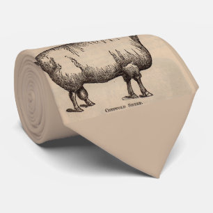 Afdruk uit de 19e eeuw, druppel Cotswold-schaapjes Stropdas