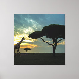 Afdruk van Afrikaans Safari Sunset Stretched Canva Canvas Afdruk