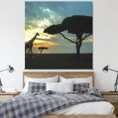 Afdruk van Afrikaans Safari Sunset Stretched Canva Canvas Afdruk (Insitu (Slaapkamer))