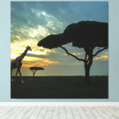 Afdruk van Afrikaans Safari Sunset Stretched Canva Canvas Afdruk (Insitu (Houten vloer))