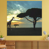 Afdruk van Afrikaans Safari Sunset Stretched Canva Canvas Afdruk (Insitu (Woonkamer))
