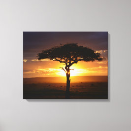Afdruk van Afrikaans Safari Sunset Stretched Canva Canvas Afdruk
