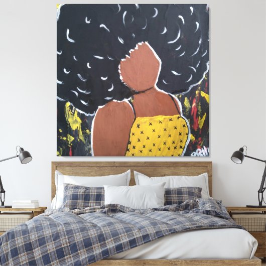Afdruk van Afrikaanse Amerikaanse dame Rhonda Patt Canvas Afdruk (Insitu (Slaapkamer))