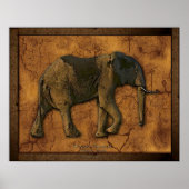 Afdruk van Afrikaanse Elephant Rustic Art Poster (Voorkant)