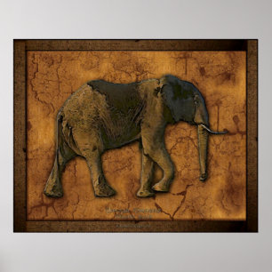 Afdruk van Afrikaanse Elephant Rustic Art Poster