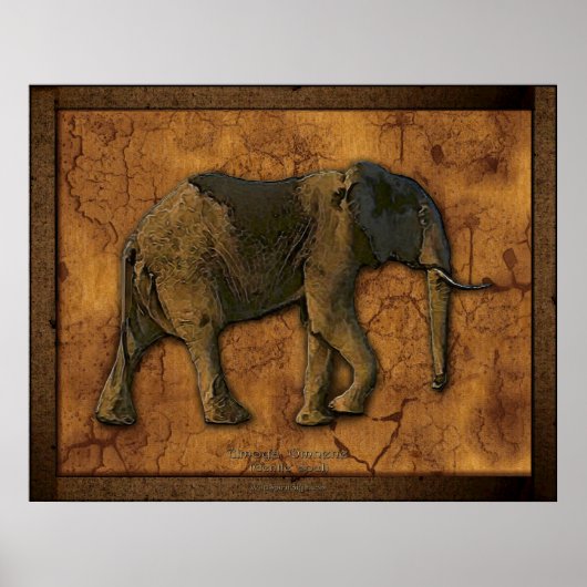Afdruk van Afrikaanse Elephant Rustic Art Poster (Voorkant)