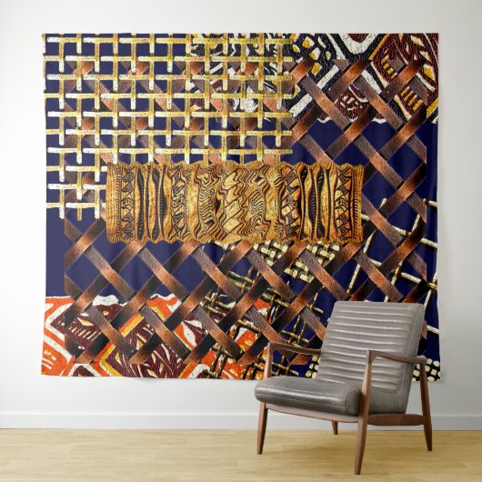 Afdruk van Afrikaanse stam Motif Wandkleed (In Situ (horizontaal))