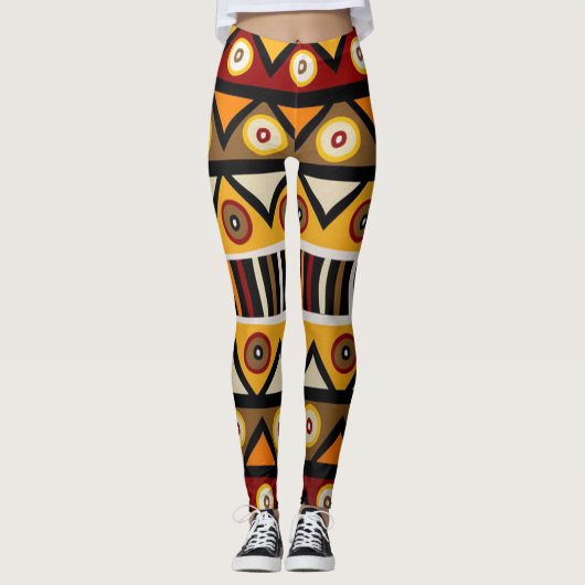 Afdruk van Afrikaanse stamhoofden Leggings (Voorkant)