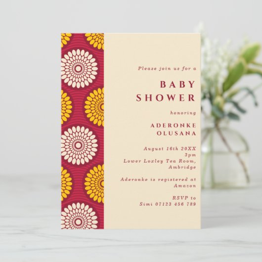 Afdruk van Afrikaanse was Rood en Geel Baby shower Kaart (Staand voorkant)