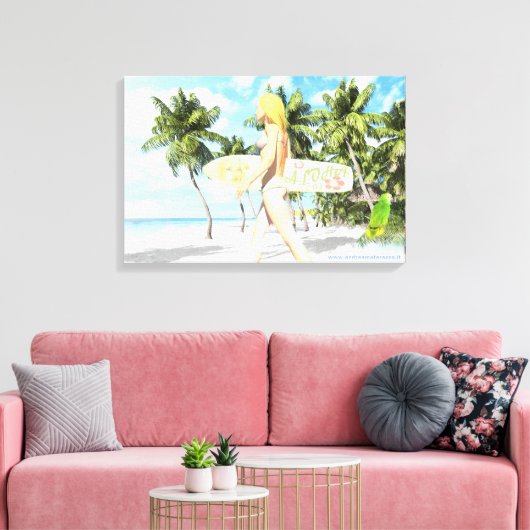 Afdruk van Aloha 01-canvas Canvas Afdruk (Insitu (Woonkamer))