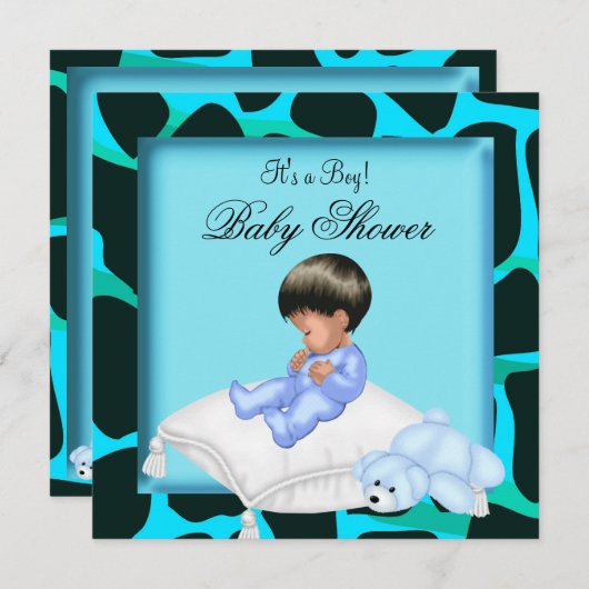 Afdruk van Amerikaanse Baby shower Boy Animal Prin Kaart (Voorkant / Achterkant)