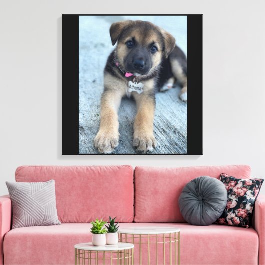 Afdruk van Athena-puppy canvas (Insitu (Woonkamer))