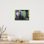 Afdruk van Baby met portret van Afrikaanse olifant Poster (Keuken)