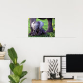 Afdruk van Baby met portret van Afrikaanse olifant Poster (Thuiskantoor)