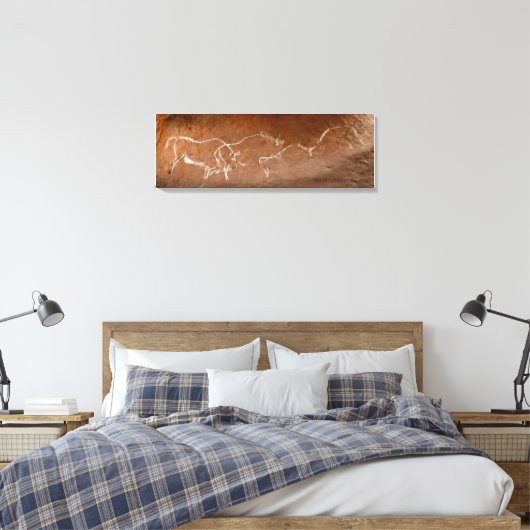Afdruk van Bison Herd Canvas (Insitu (Slaapkamer))