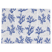 Afdruk van blauwe en witte zeeen koraallegeringen groot cadeauzakje (Achterkant)