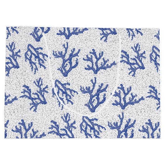 Afdruk van blauwe en witte zeeen koraallegeringen groot cadeauzakje (Achterkant)